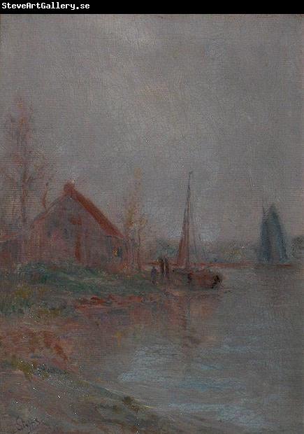 unknow artist Morning fog over the River Schelde